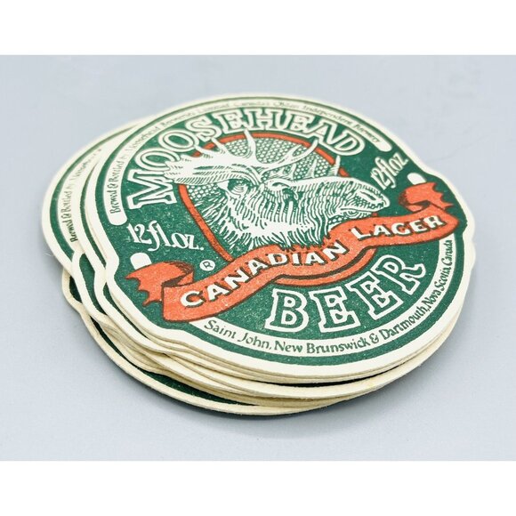 Lot 10 Vintage Moosehead Canadian Lager Beer Coasters Cardboard Barware Brewery - Picture 2 of 5